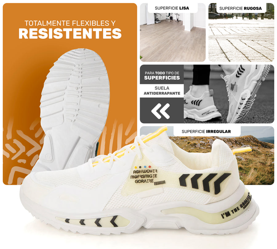 Tenis Hombre Casuales Chunky Blancos · Suela Gruesa Acolchada · Tallas 40 a 43 color Blanco