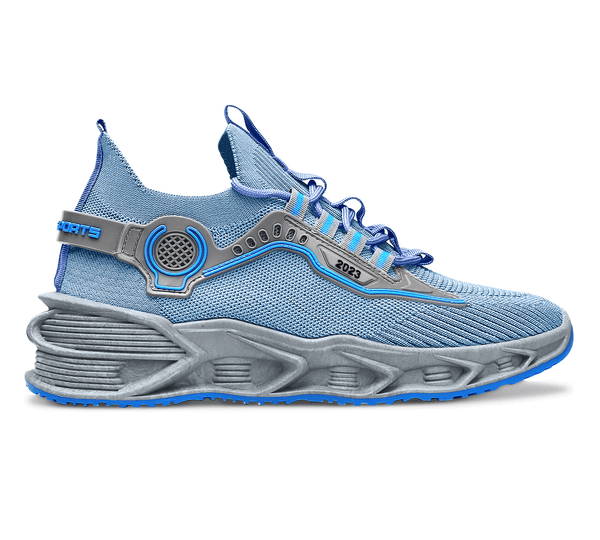 Tenis Running Hombre y Mujer de Malla Elástica · Suela Flexible Reforzada · Tallas 40 a 43 color Gris Azulado