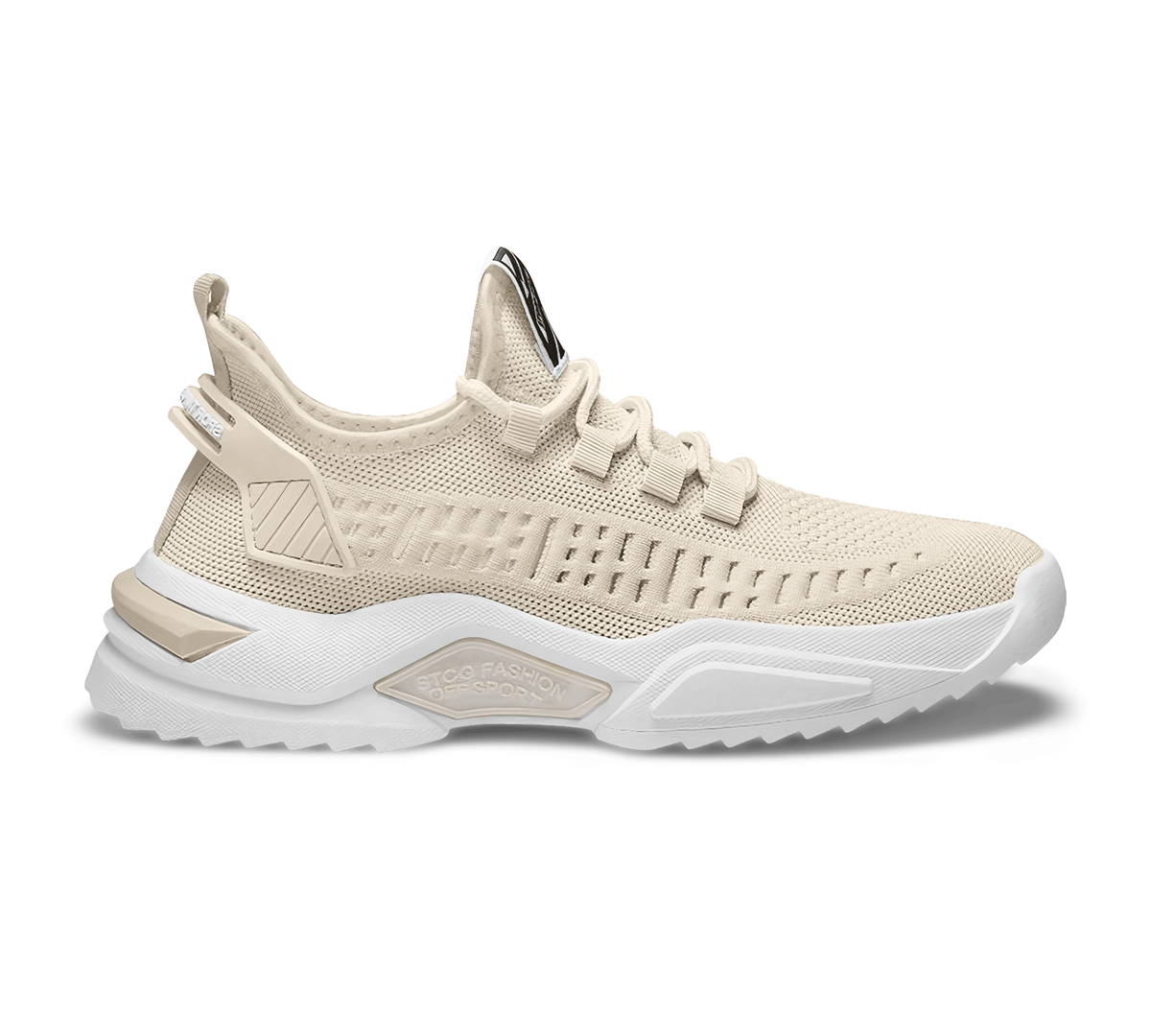 Tenis Hombre de Malla Transpirable · Ligeros tipo Calcetín · Tallas 40 a 43 color Beige