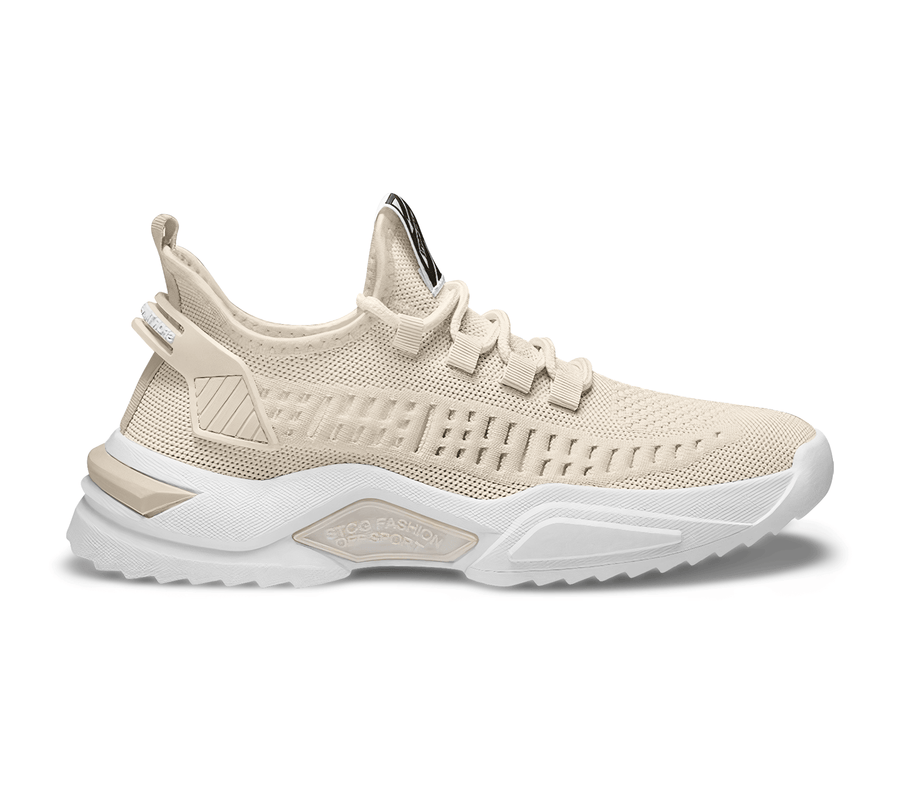 Tenis Hombre de Malla Transpirable · Ligeros tipo Calcetín · Tallas 40 a 43 color Beige