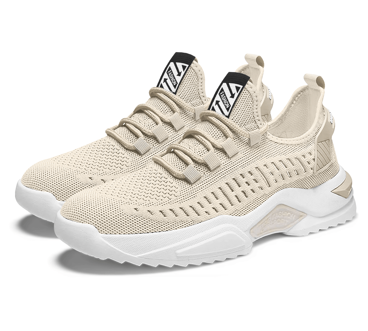 Tenis Hombre de Malla Transpirable · Ligeros tipo Calcetín · Tallas 40 a 43 color Beige