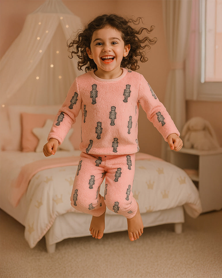 Pijama Afelpada Niña Polar de 2 Piezas · Brilla en la Oscuridad · Tallas 4 a 10 · Diseño Cascanueces