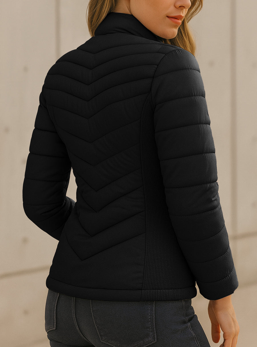 Chamarra Acolchada Mujer Ligera e Impermeable · Cuello Alto color Negro