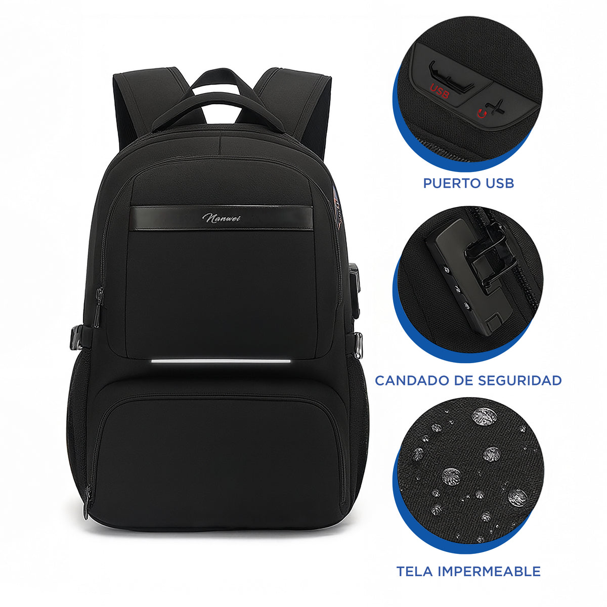 Mochila para Laptop 15" con Compartimento Térmico para Lonche · Puerto USB · Impermeable