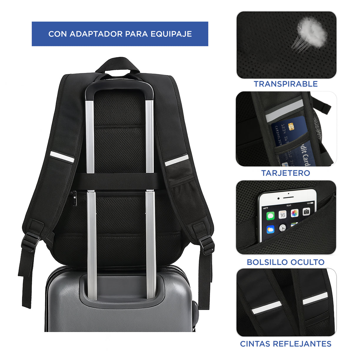 Mochila para Laptop 15" con Compartimento Térmico para Lonche · Puerto USB · Impermeable