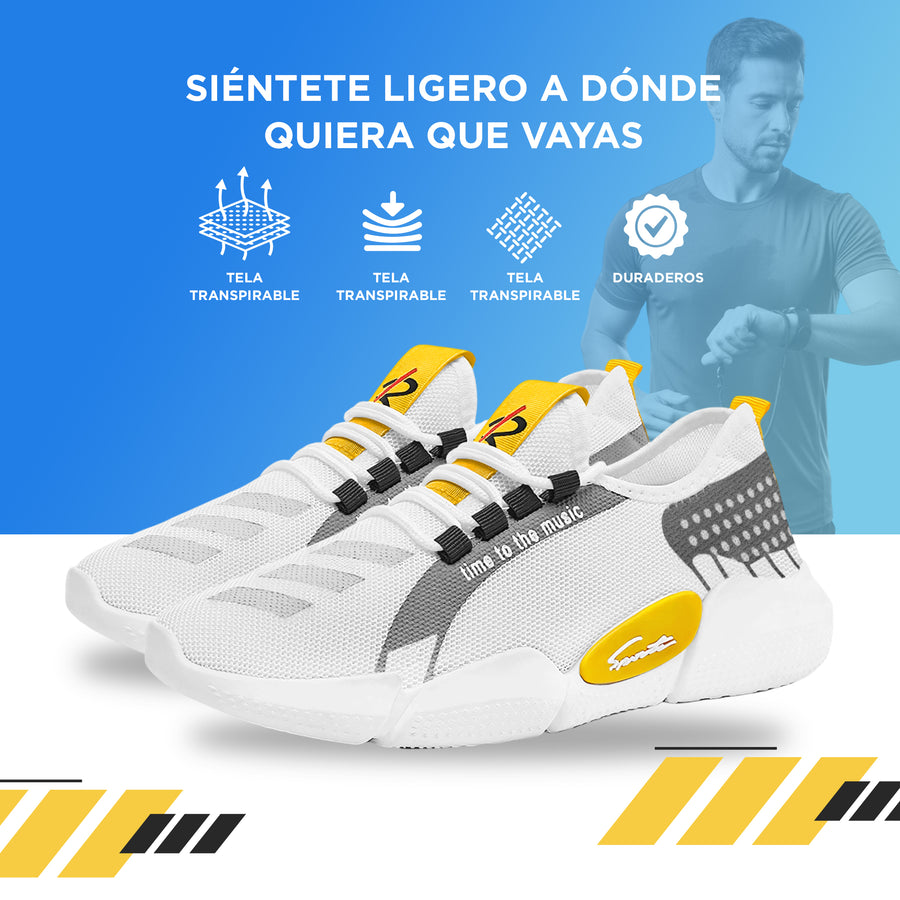 Tenis Deportivos Unisex de Malla Transpirable · Suela Ligera Antiderrapante · Tallas 39, 40 y 44 color Blanco