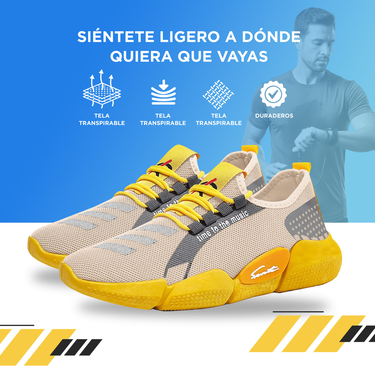 Tenis Deportivos Unisex de Malla Transpirable · Suela Ligera Antiderrapante · Tallas 39, 40 y 44 color Beige