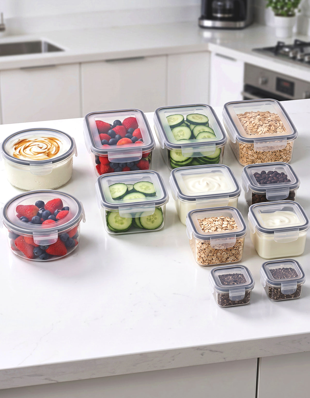 Set de 12 Recipientes Herméticos para Comida · Apilables · Libres de BPA