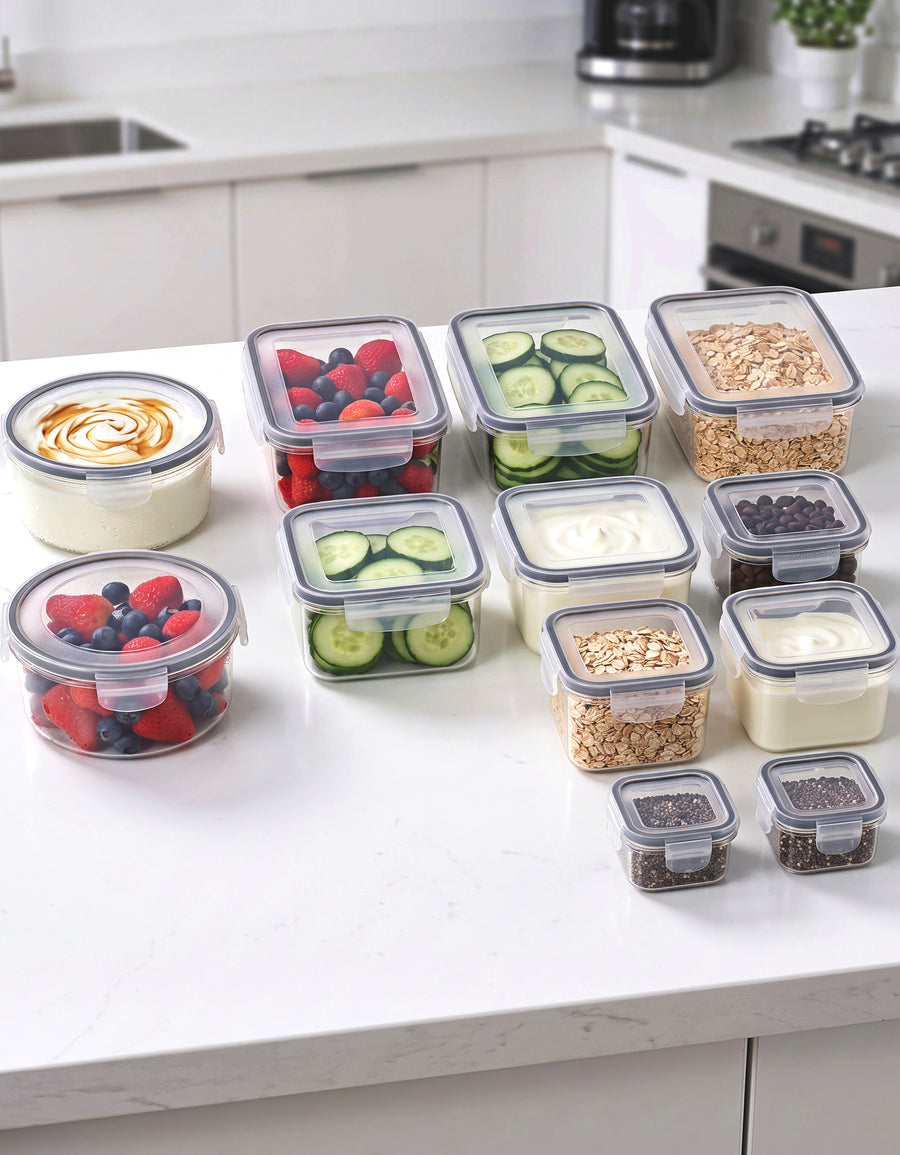 Set de 12 Recipientes Herméticos para Comida · Apilables · Libres de BPA