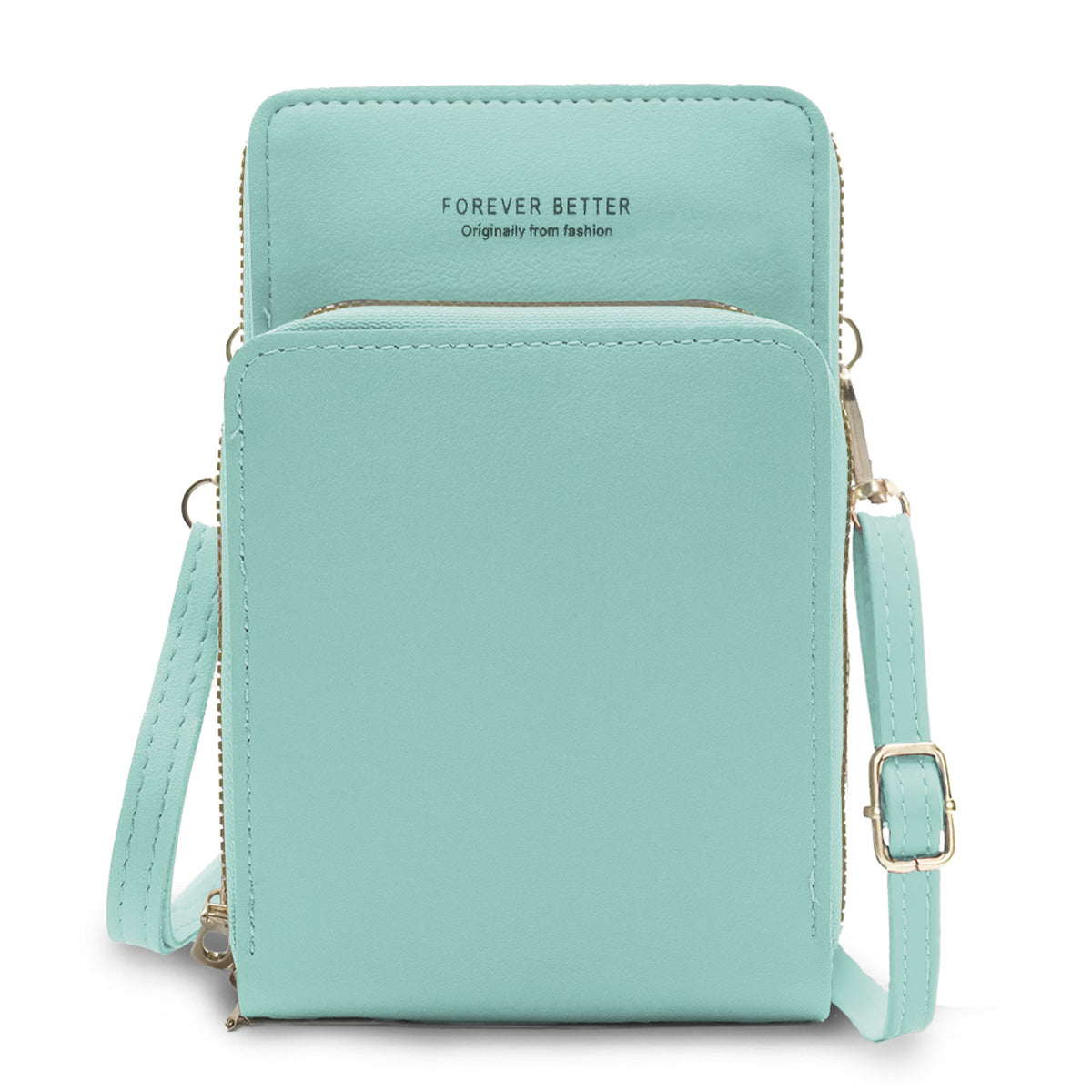 Bolsa Crossbody para Celular Mujer con Cierre y Correa Ajustable 18 × 10.5 cm color Menta