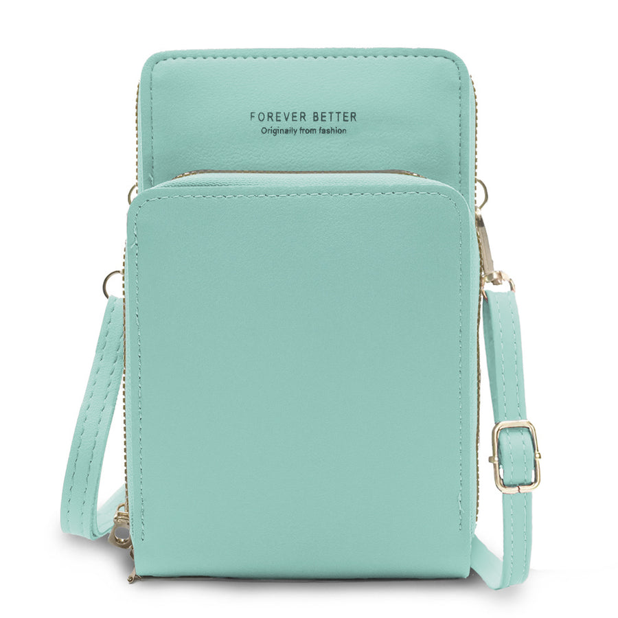 Bolsa Crossbody para Celular Mujer con Cierre y Correa Ajustable 18 × 10.5 cm color Menta