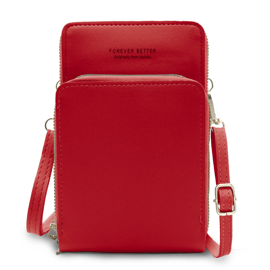 Bolsa Crossbody para Celular Mujer con Cierre y Correa Ajustable 18 × 10.5 cm color Rojo