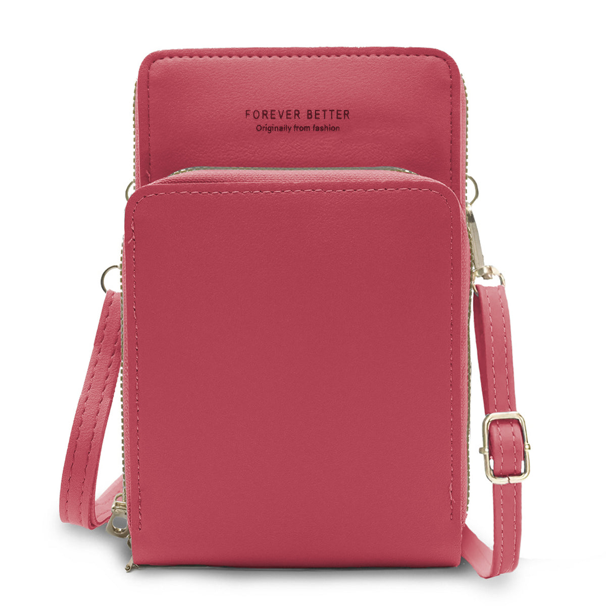 Bolsa Crossbody para Celular Mujer con Cierre y Correa Ajustable 18 × 10.5 cm color Rosa Oscuro