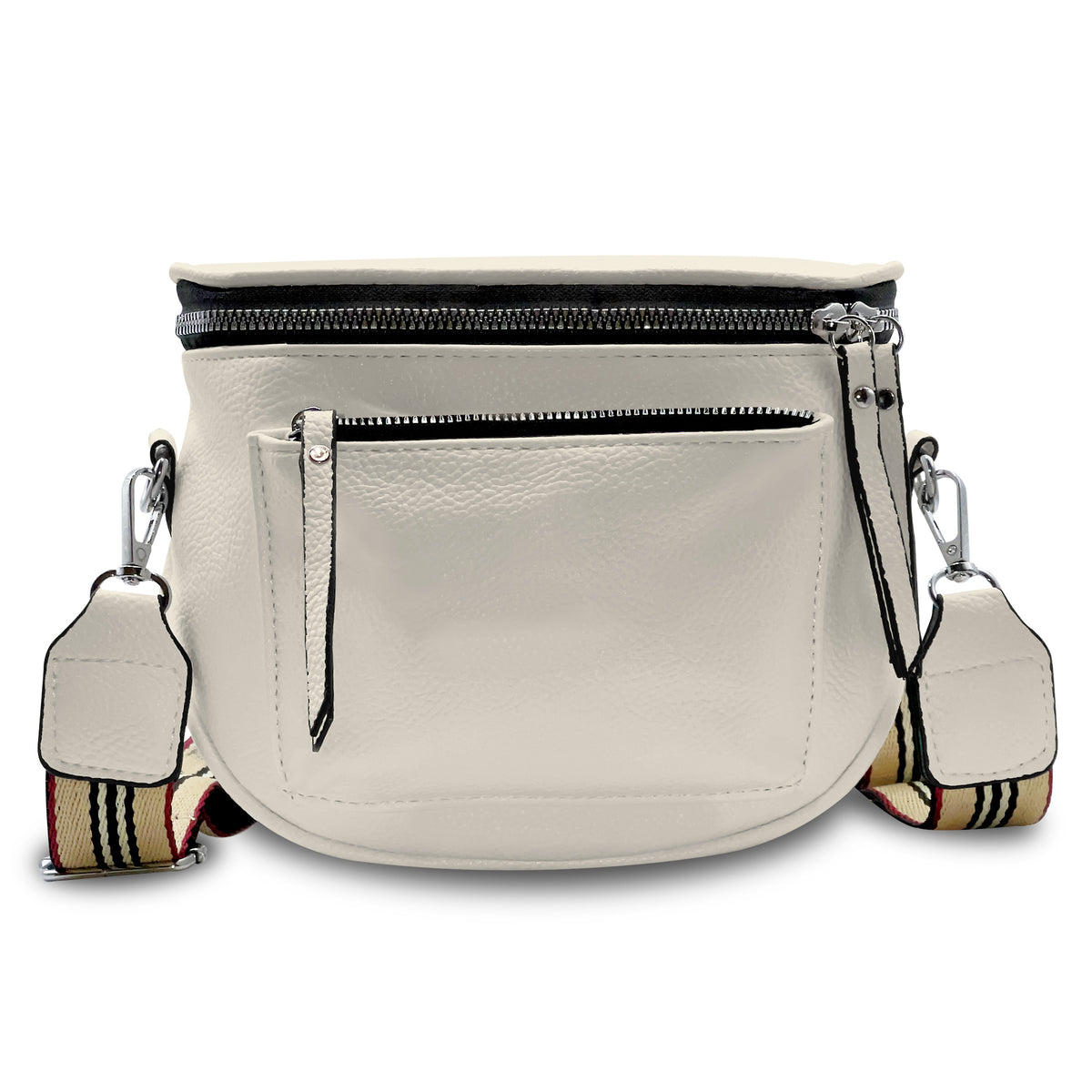 Bolsa Cruzada Mujer de Piel Sintética · Correa Ancha Ajustable 80 a 140 cm · 25 × 20 cm color Blanco