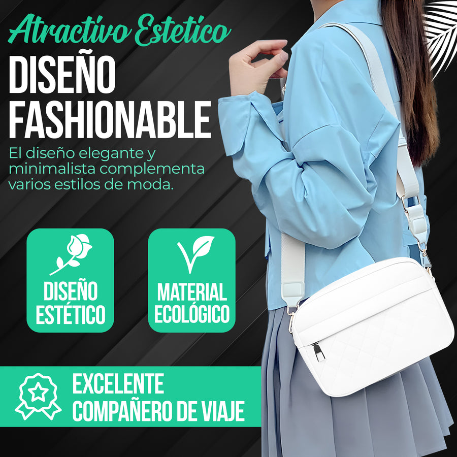 Bolso de Hombro Acolchado para Mujer con Monedero · Correa Ancha · Gran Capacidad color Blanco