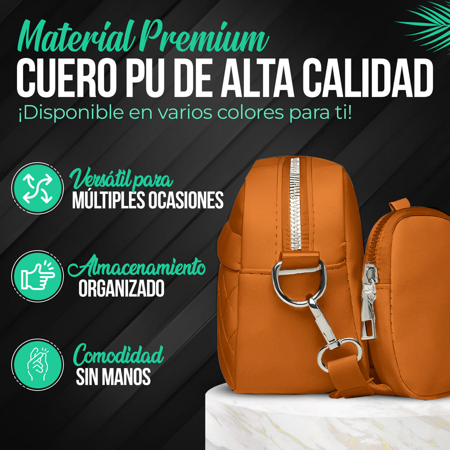 Bolso de Hombro Acolchado para Mujer con Monedero · Correa Ancha · Gran Capacidad color Camel