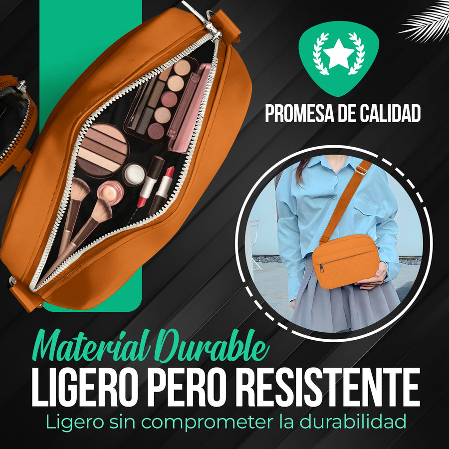 Bolso de Hombro Acolchado para Mujer con Monedero · Correa Ancha · Gran Capacidad color Camel