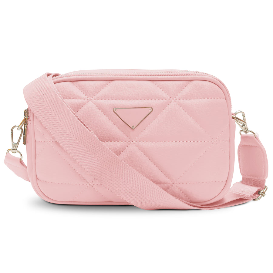 Bolsa Crossbody Acolchada para Mujer · Correa Ajustable · Compacta y Elegante color Rosa
