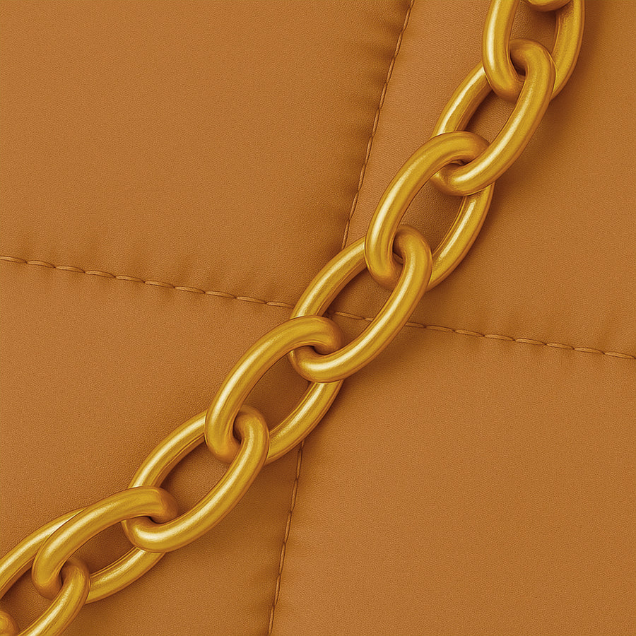 Bolsa Acolchada Mujer con Cadena Dorada · Bandolera 25 × 16 cm color Café