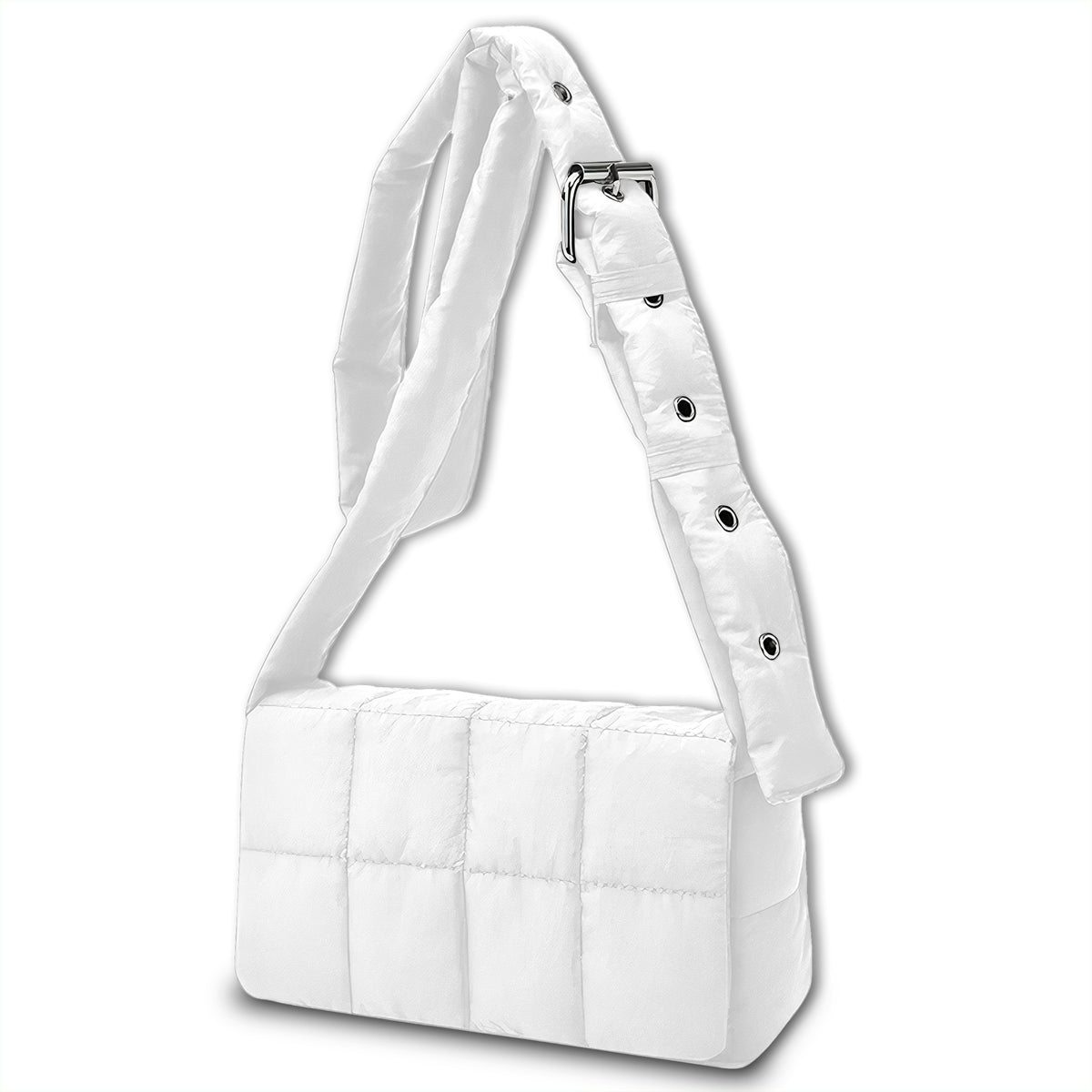 Bolso de Hombro Acolchado Mujer · Correa Ancha Ajustable · Gran Capacidad color Blanco