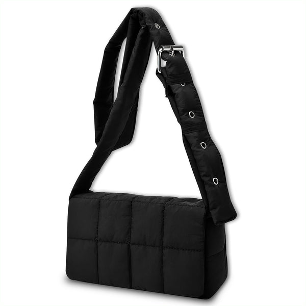 Bolso de Hombro Acolchado Mujer · Correa Ancha Ajustable · Gran Capacidad color Negro