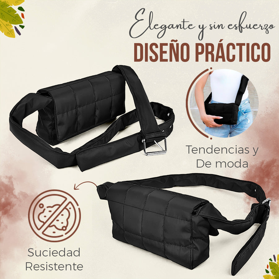 Bolso de Hombro Acolchado Mujer · Correa Ancha Ajustable · Gran Capacidad color Negro