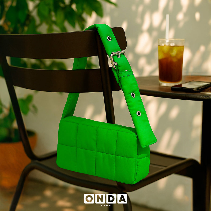 Bolso de Hombro Acolchado Mujer · Correa Ancha Ajustable · Gran Capacidad color Verde
