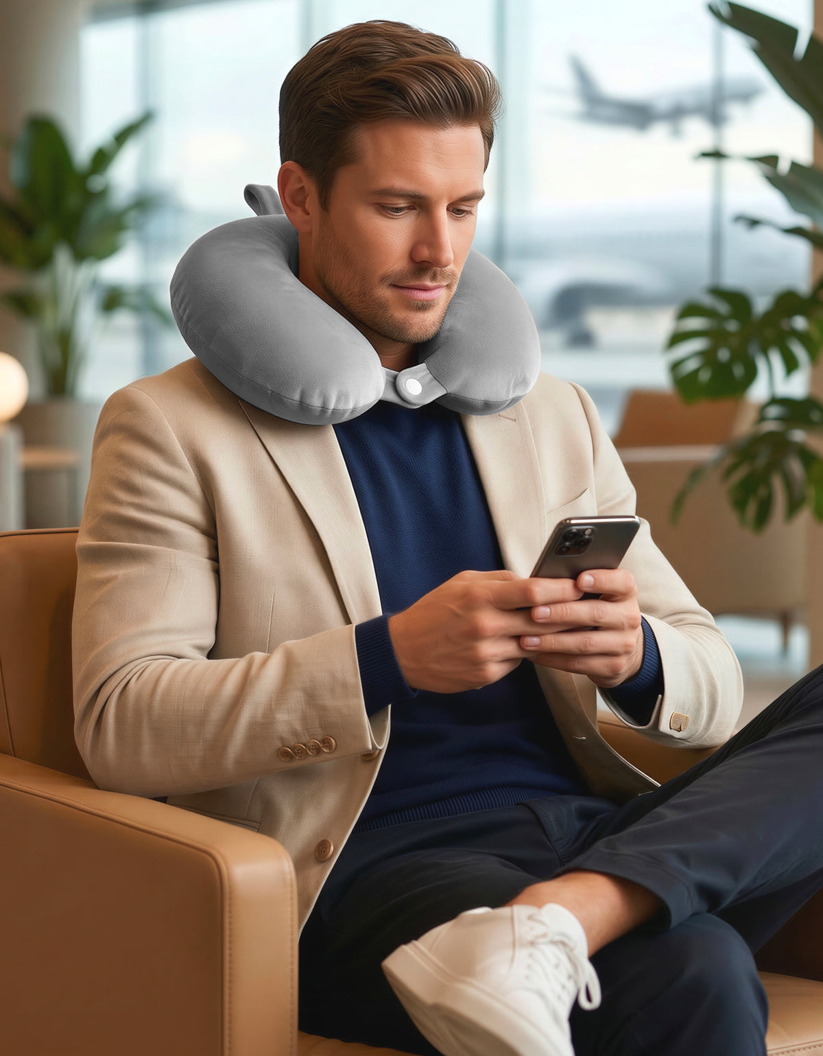 Almohada de Viaje Cervical para Cuello color Gris