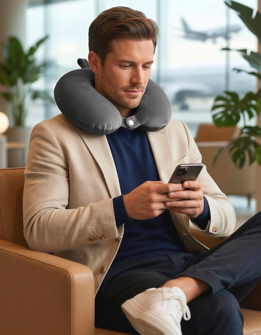 Almohada de Viaje Cervical para Cuello color Gris Oxford