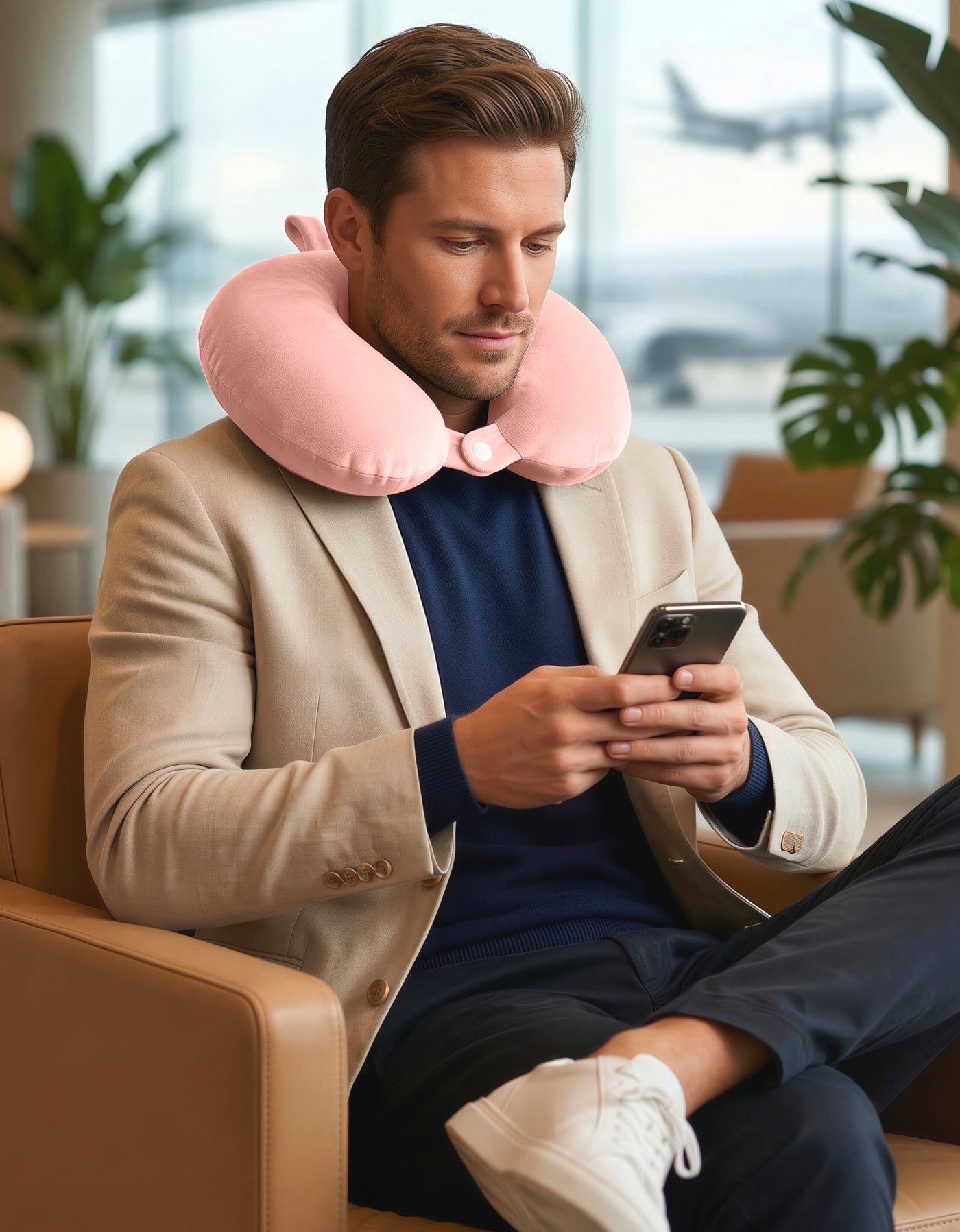 Almohada de Viaje Cervical para Cuello color Rosa