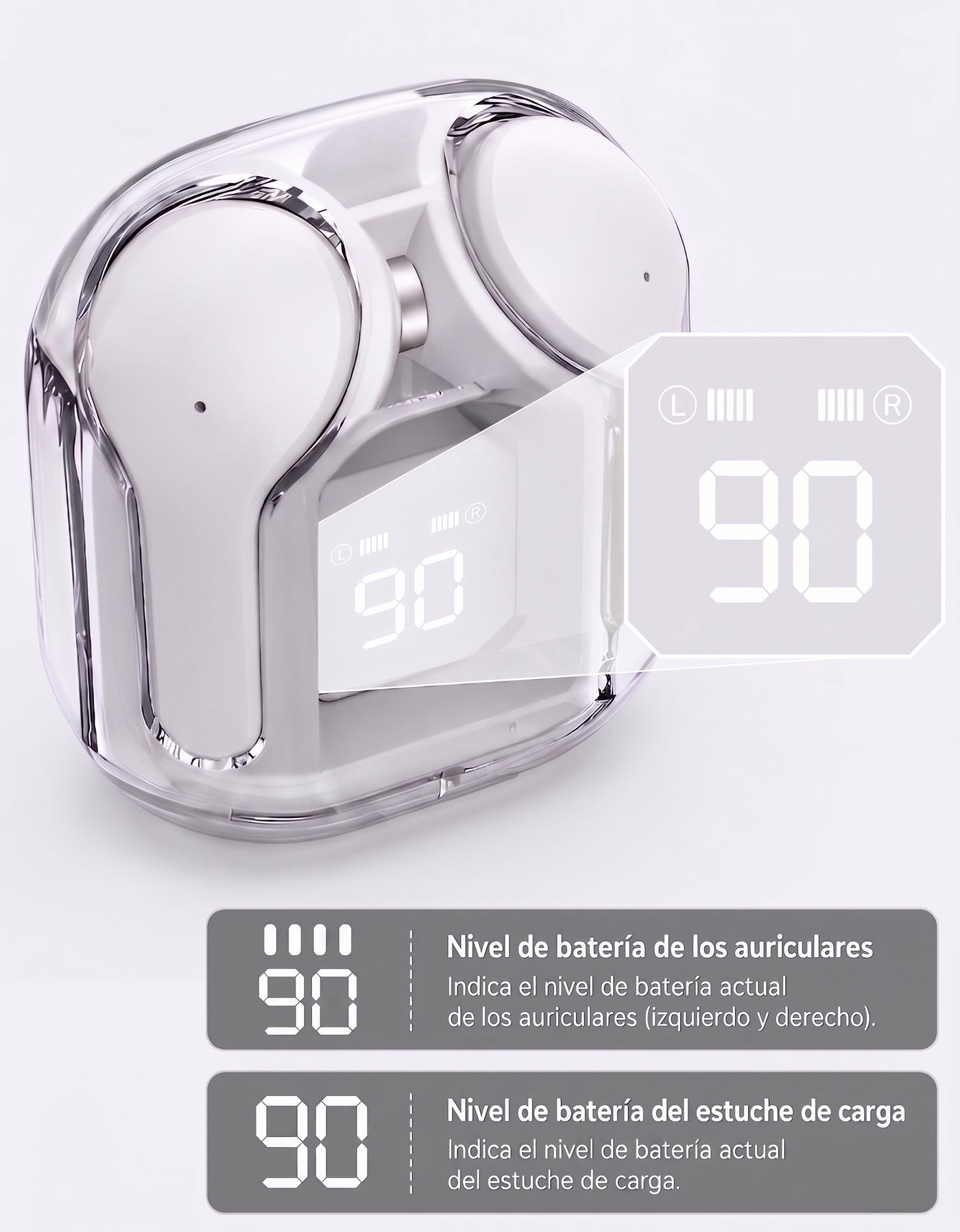 Audífonos Inalámbricos Bluetooth con Luz LED HK3 color Blanco