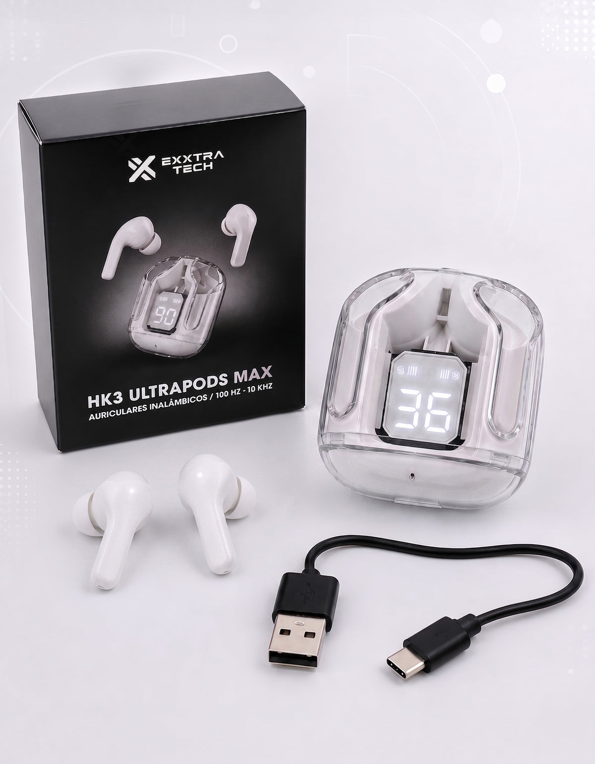 Audífonos Inalámbricos Bluetooth con Luz LED HK3 color Blanco