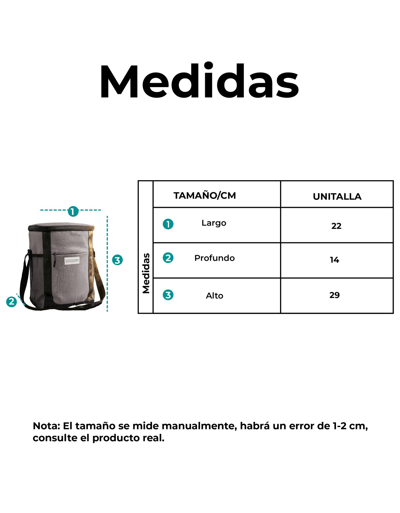 Bolsa Térmica Cooler con Bolsillos de Malla 22 × 15 × 32 cm color Gris
