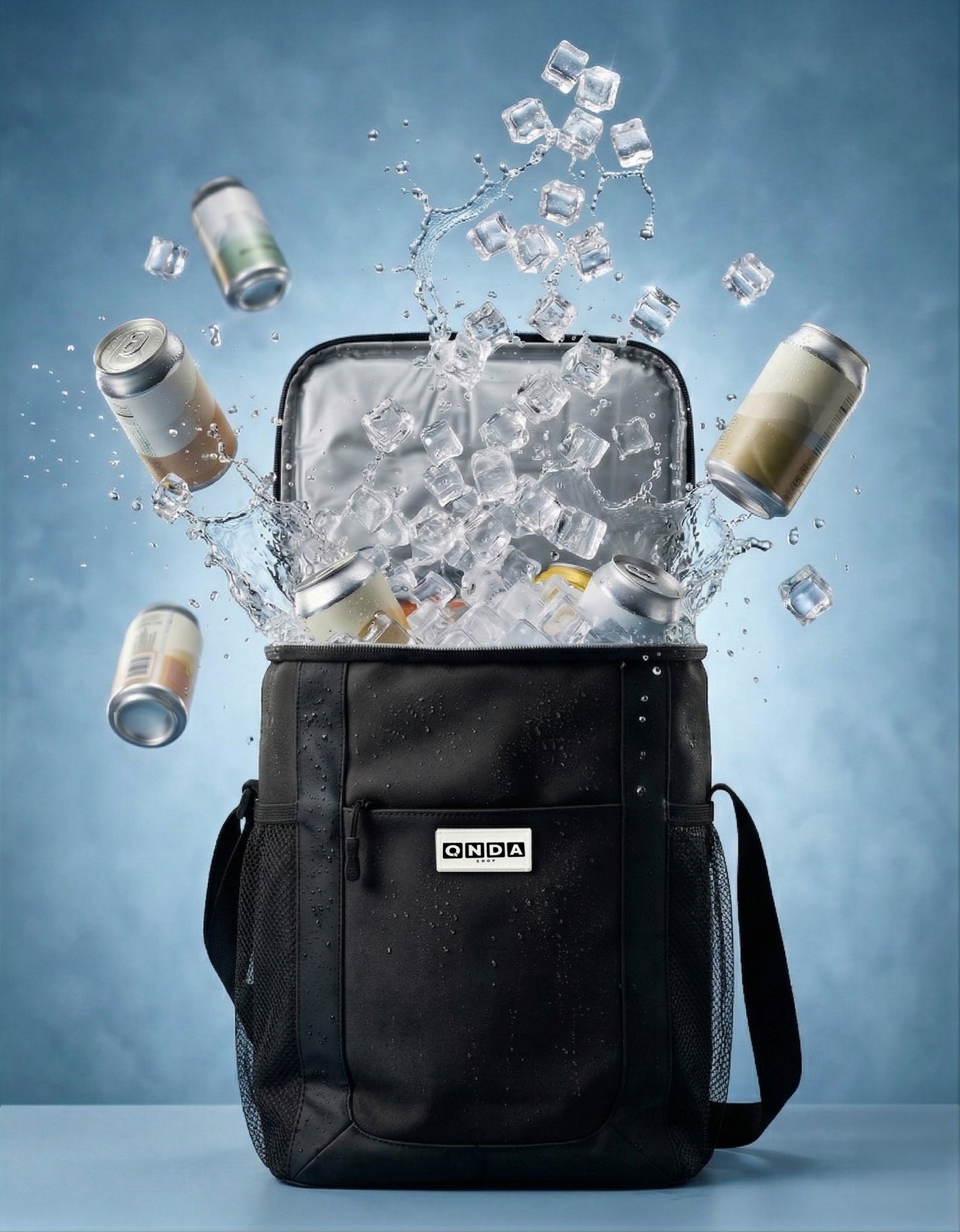 Bolsa Térmica Cooler con Bolsillos de Malla 22 × 15 × 32 cm color Negro