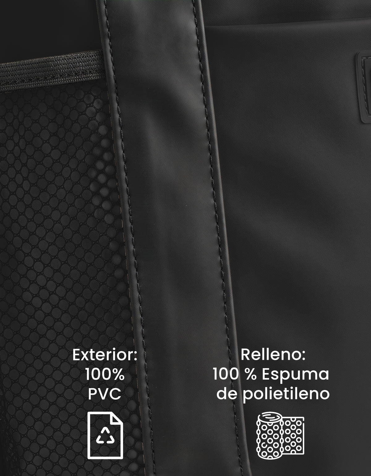 Bolsa Térmica Cooler con Bolsillos de Malla 22 × 15 × 32 cm color Negro
