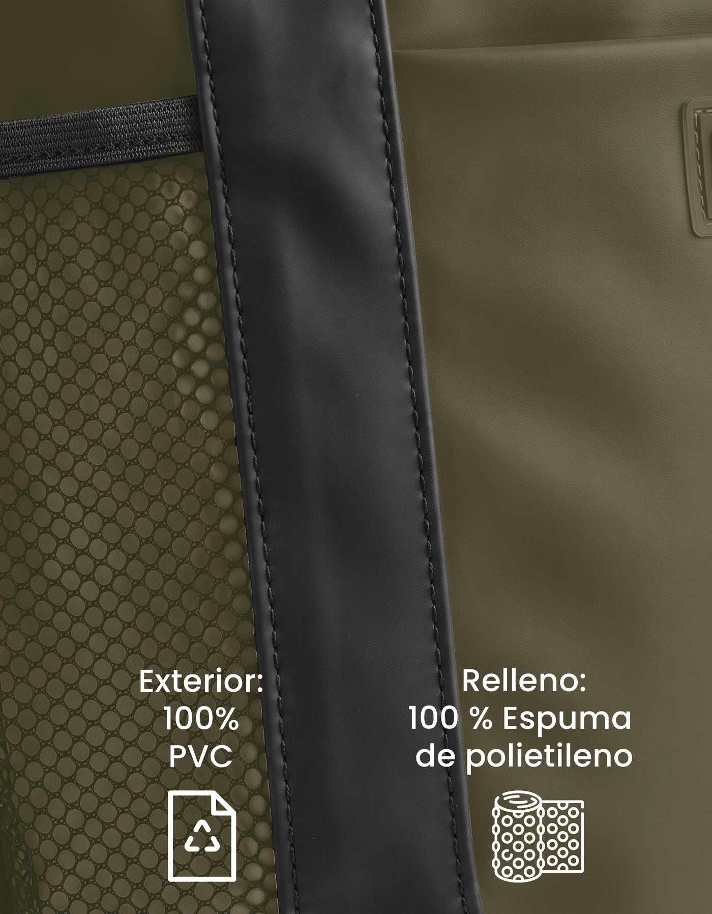 Bolsa Térmica Cooler con Bolsillos de Malla 22 × 15 × 32 cm color Verde Militar