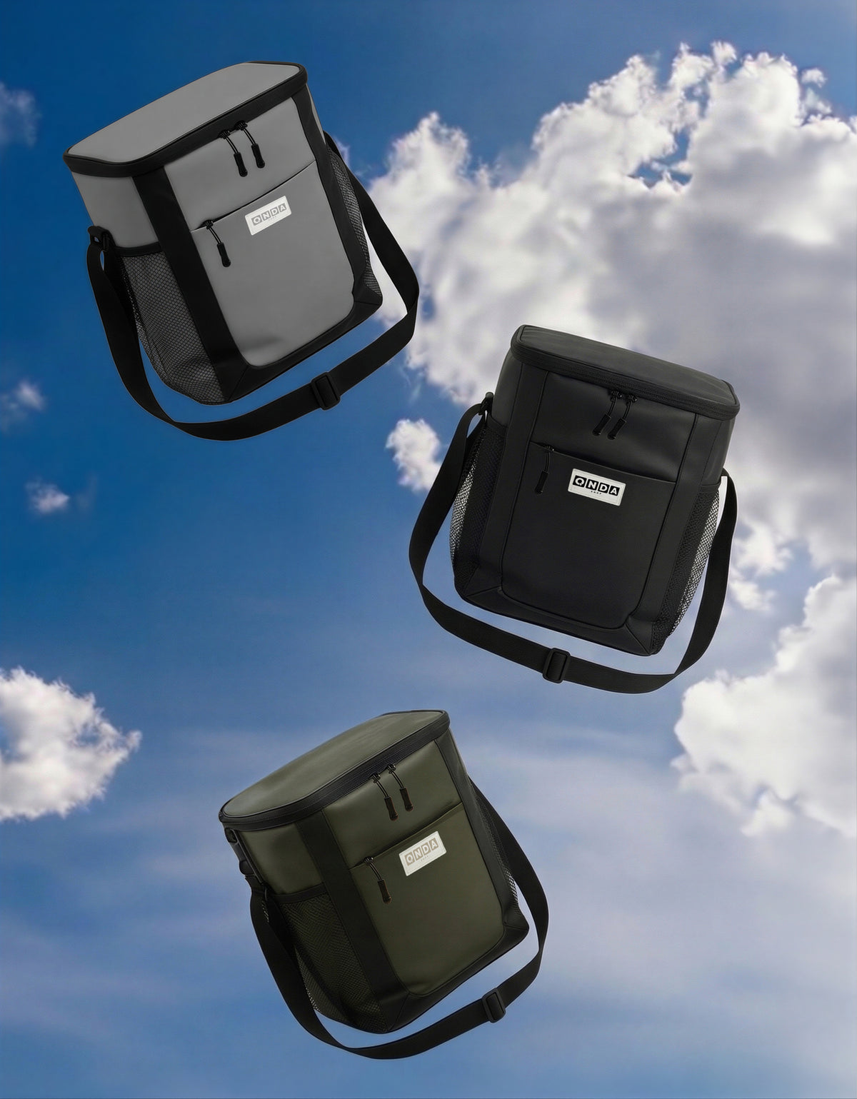 Bolsa Térmica Cooler con Bolsillos de Malla 22 × 15 × 32 cm color Verde Militar