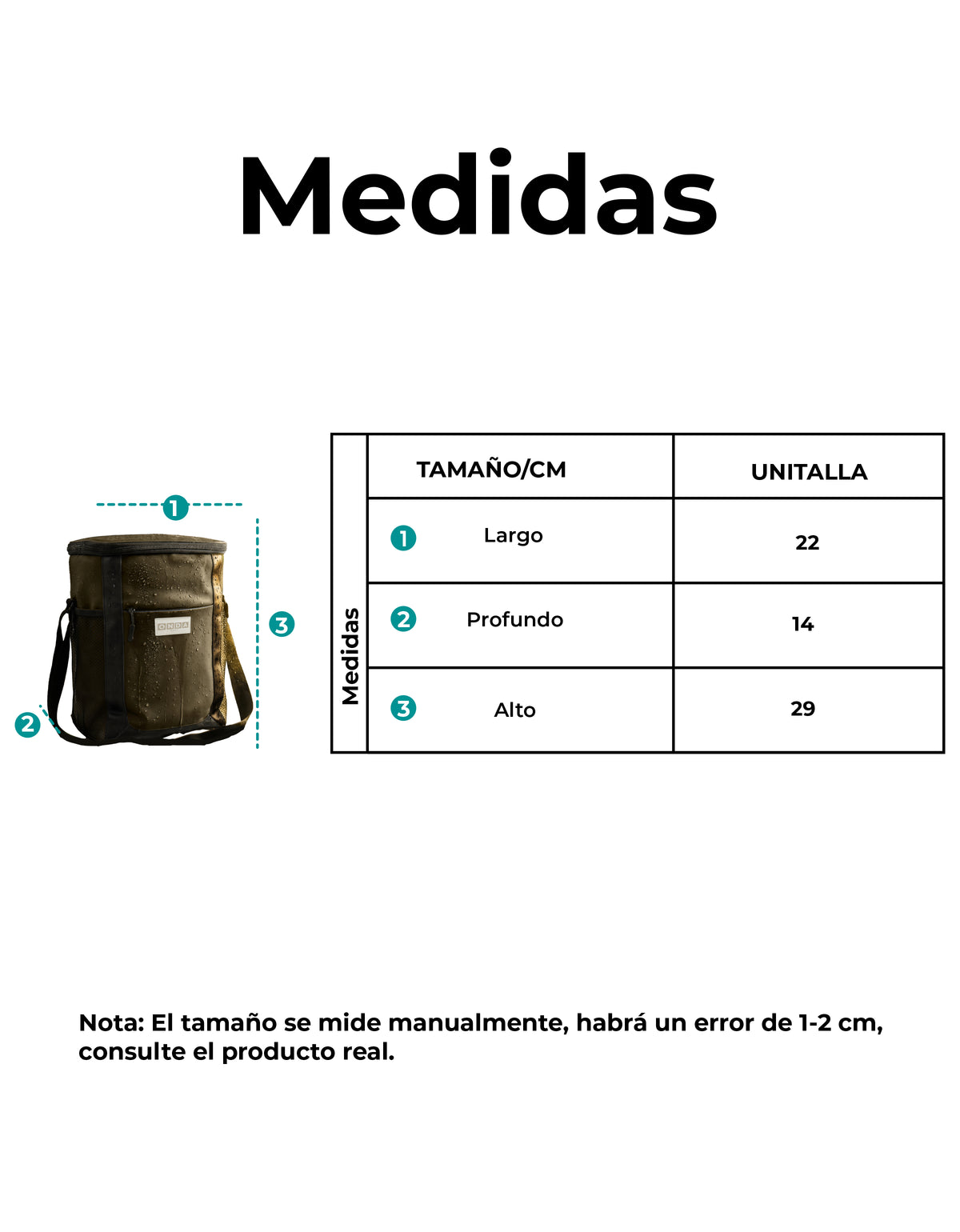 Bolsa Térmica Cooler con Bolsillos de Malla 22 × 15 × 32 cm color Verde Militar