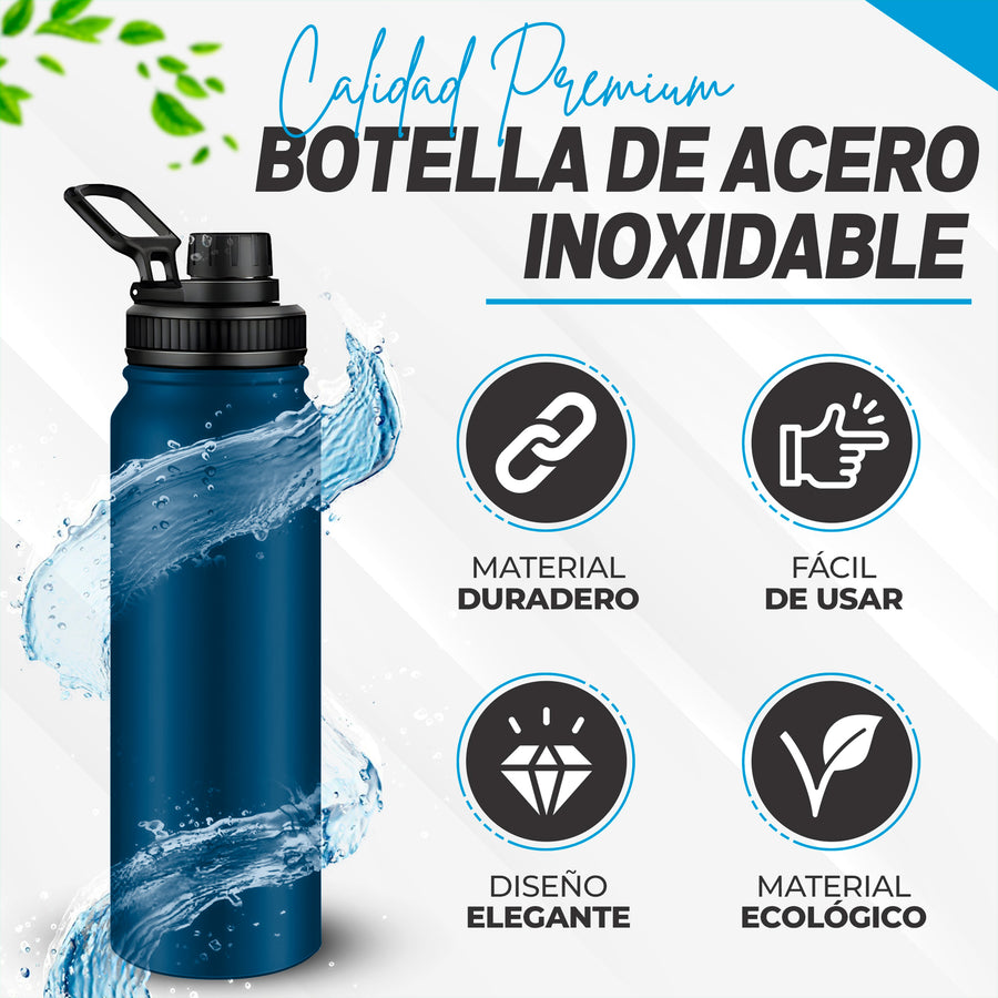 Botella Deportiva de Agua 1 Litro color Azul Marino