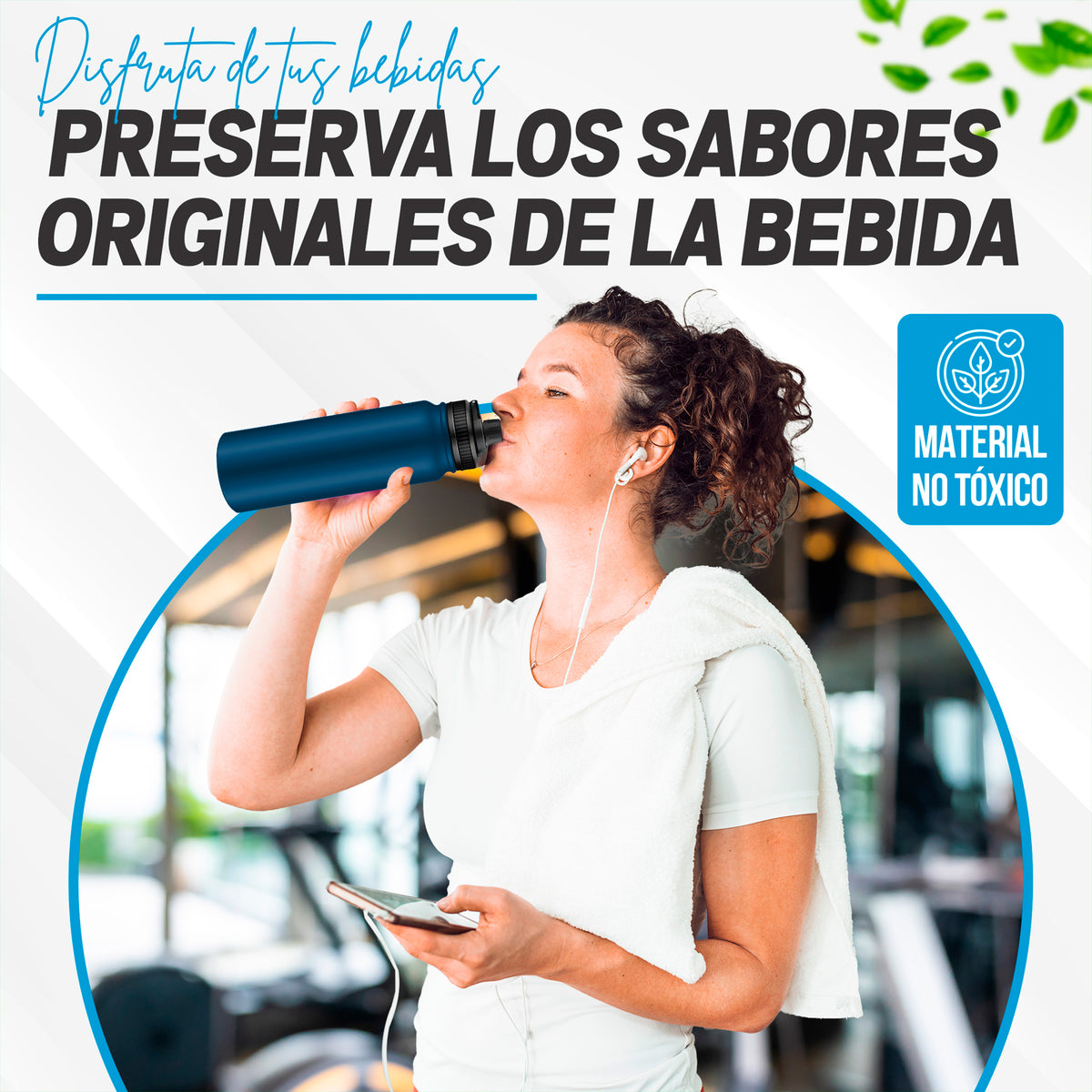 Botella Deportiva de Agua 1 Litro color Azul Marino