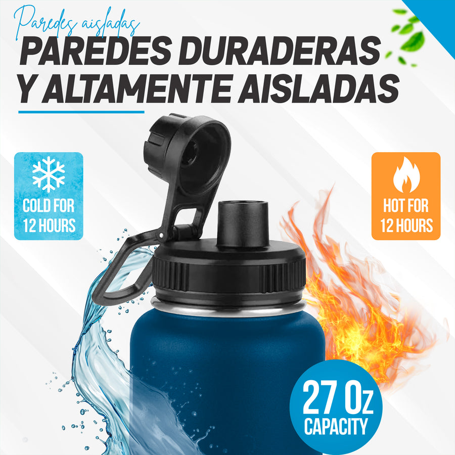 Botella Deportiva de Agua 1 Litro color Azul Marino