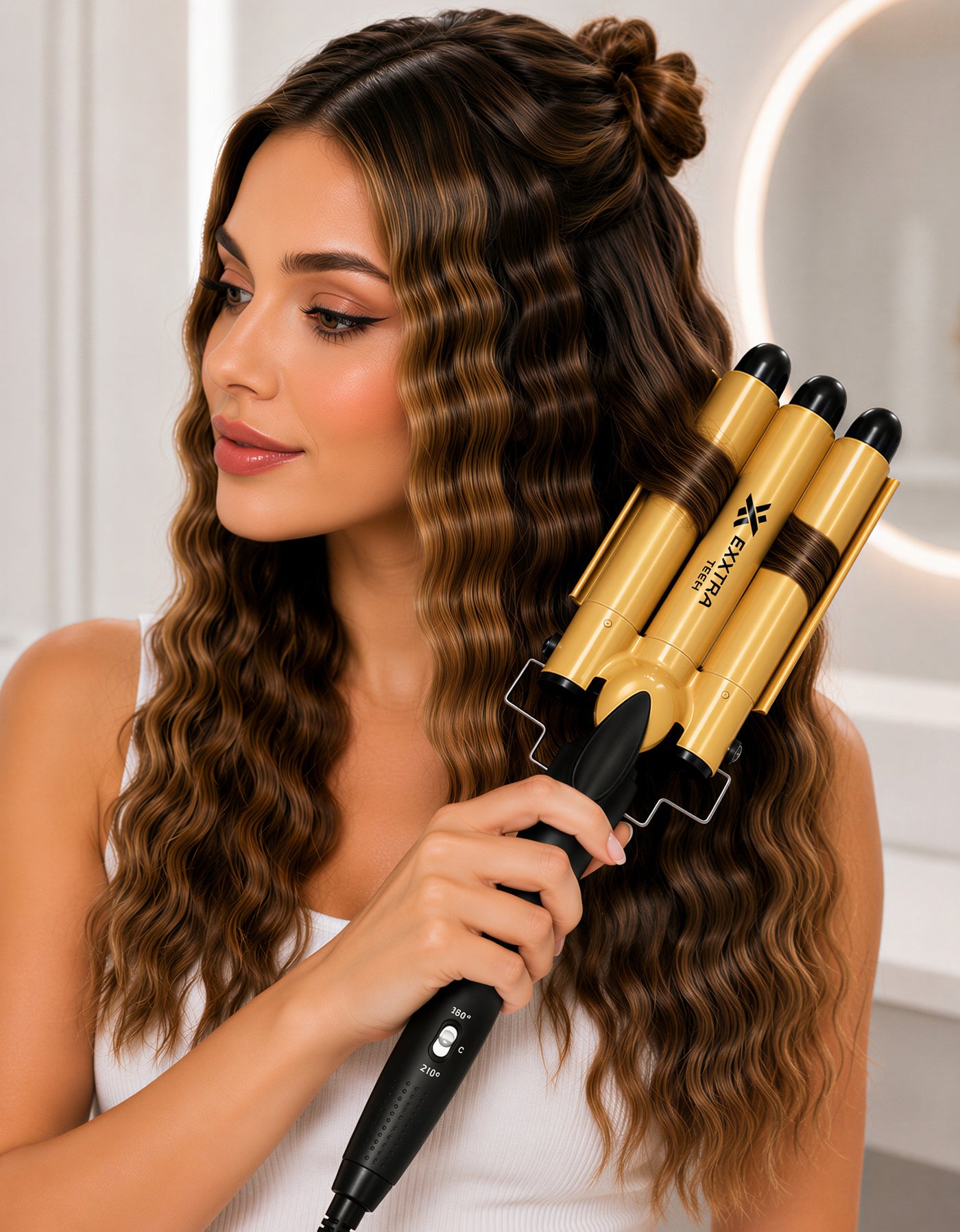 Buclera Triple para Ondas 130 W color Dorado