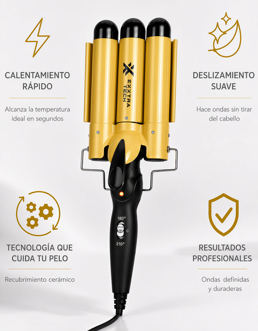 Buclera Triple para Ondas 130 W color Dorado