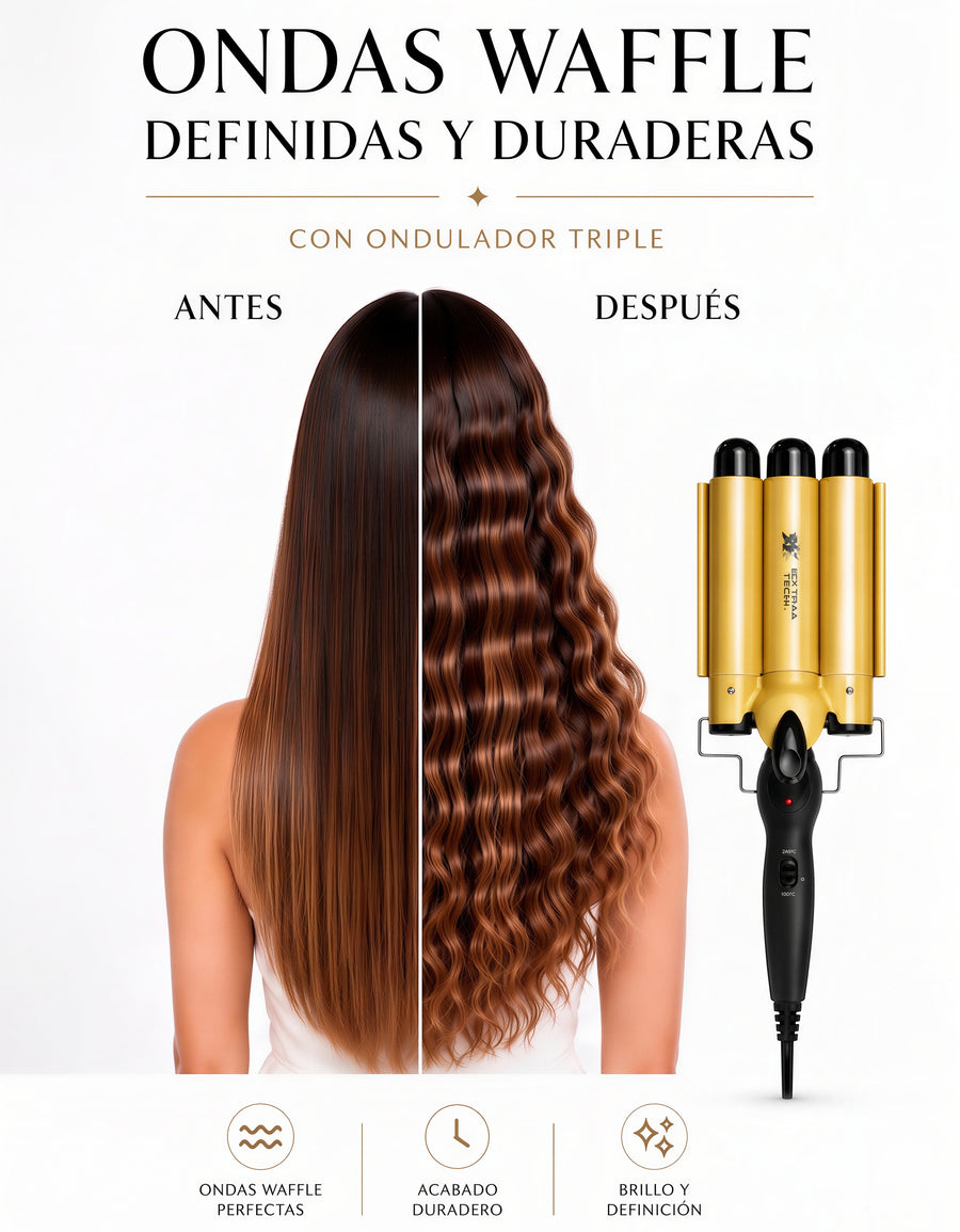 Buclera Triple para Ondas 130 W color Dorado
