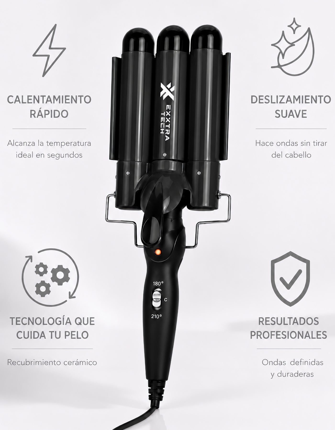 Buclera Triple para Ondas 130 W color Negro