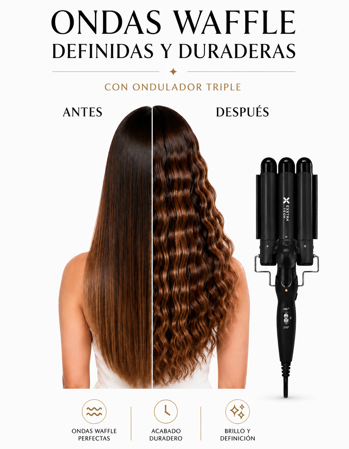 Buclera Triple para Ondas 130 W color Negro