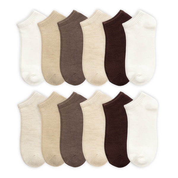 Calcetines Cortos Unisex · Pack 12 Pares · Diseño Tonos neutros