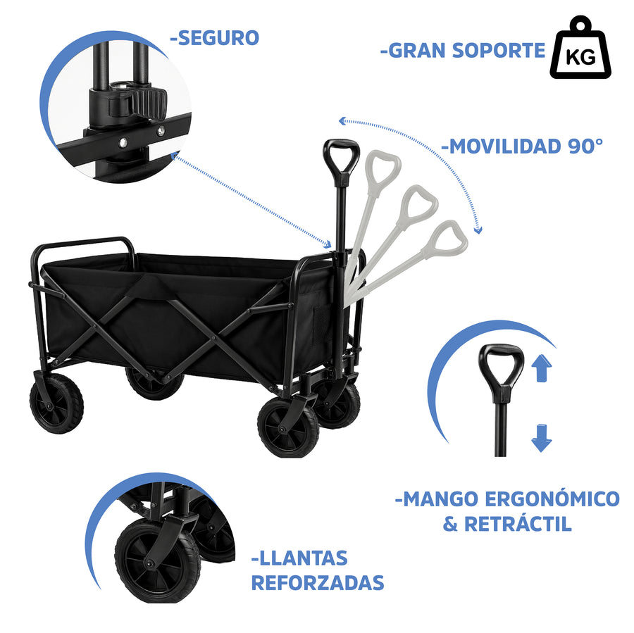 Carrito de Carga Plegable Multiusos con Manija Extensible