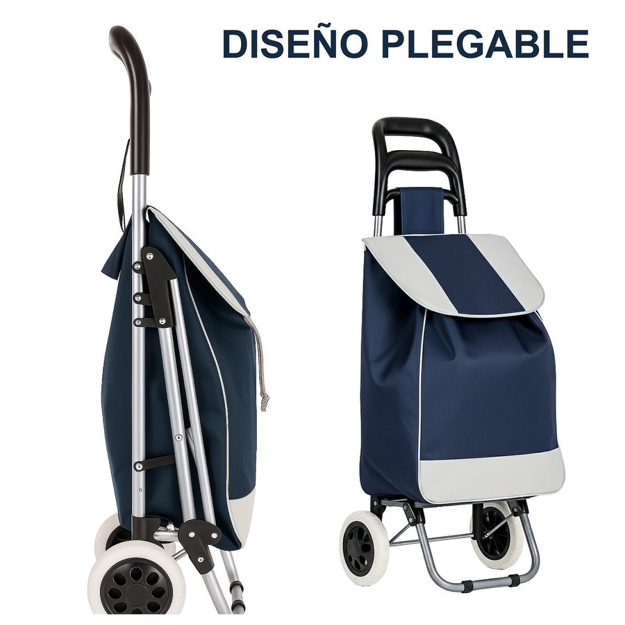 Carrito de Compras Plegable con Ruedas (Mandado) color Azul Marino