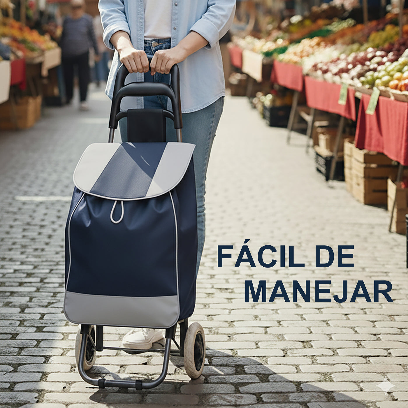 Carrito de Compras Plegable con Ruedas (Mandado) color Azul Marino